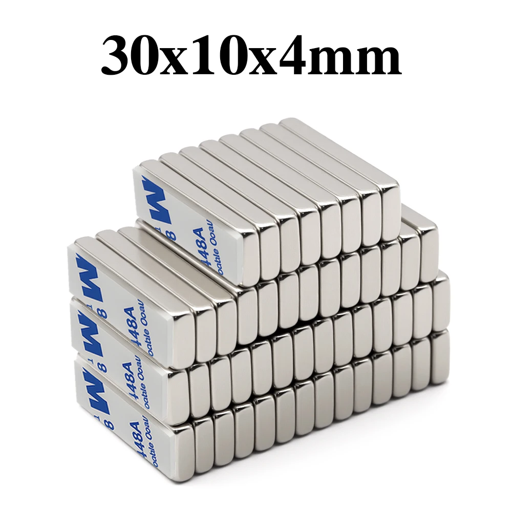 

30x10x4mm N35 Super Strong Neodymium Magnet Block With Double-sided Adhesive NdfeB Powerful Permanent imans Refrigerator Magnets