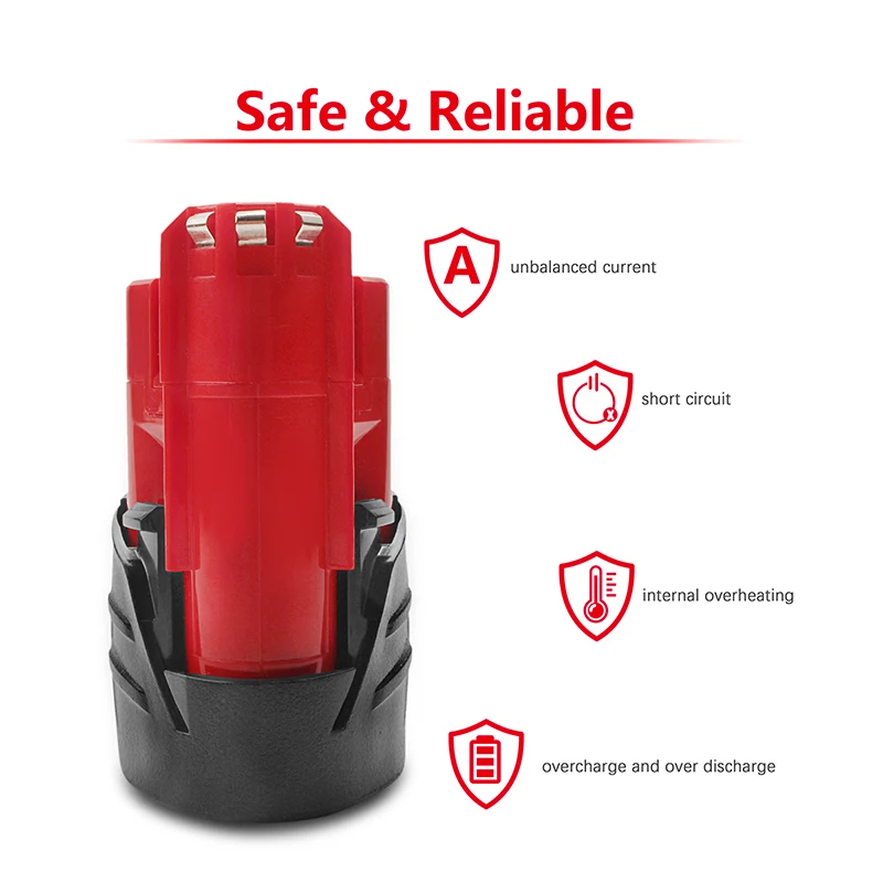 12V 3.0Ah Rechargeable 3000mAh Battery for Milwaukee M12 XC Cordless Tools 48-11-2402 48-11-2411 batteries 48-11-2401 MIL-12A-LI