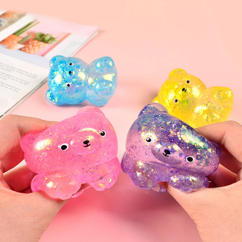 GUNIBear-Jouet ours à paillettes aléatoires, grossier, Chaînes, petit animal mignon, anti-souligné, Splat, décompression, évent, accessoire à