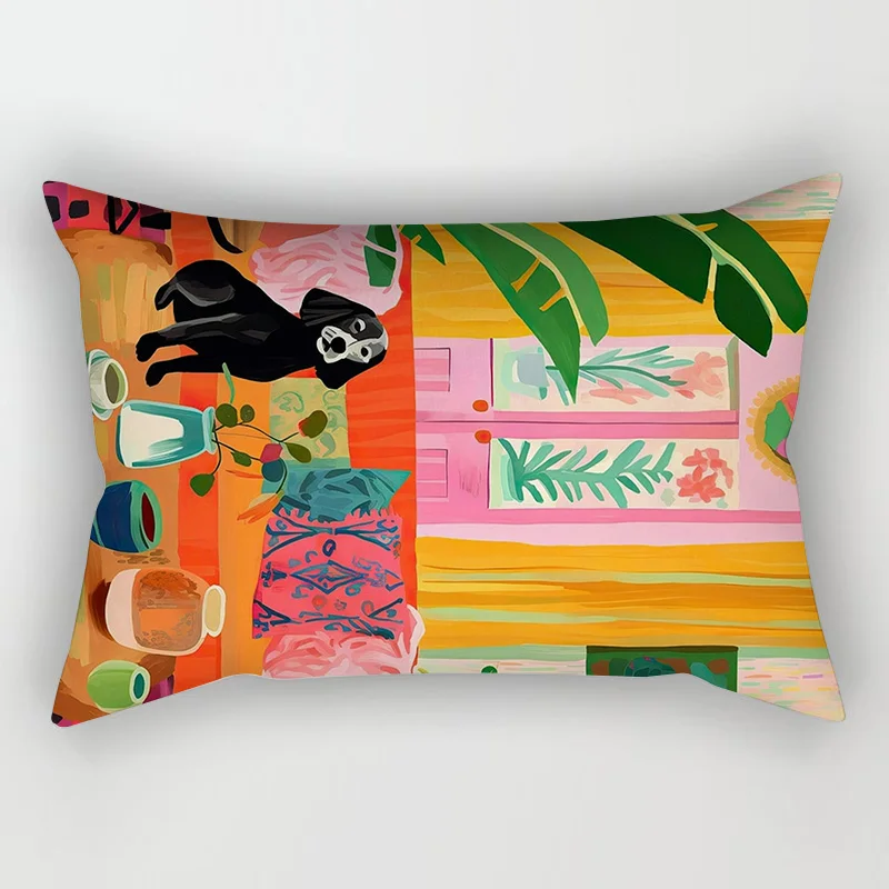 Morandi Color Figure Illustration Pillowcase Living Room Sofa Cushion Cover Bedroom Pillowcase Universal Home Decoration