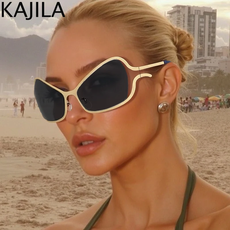 

Y2K Punk Sexy Cat Eye Shield Sunglasses Women 2025 Luxury Brand Vintage Metal Frame Cateye Goggle Sun Glasses For Ladies UV400