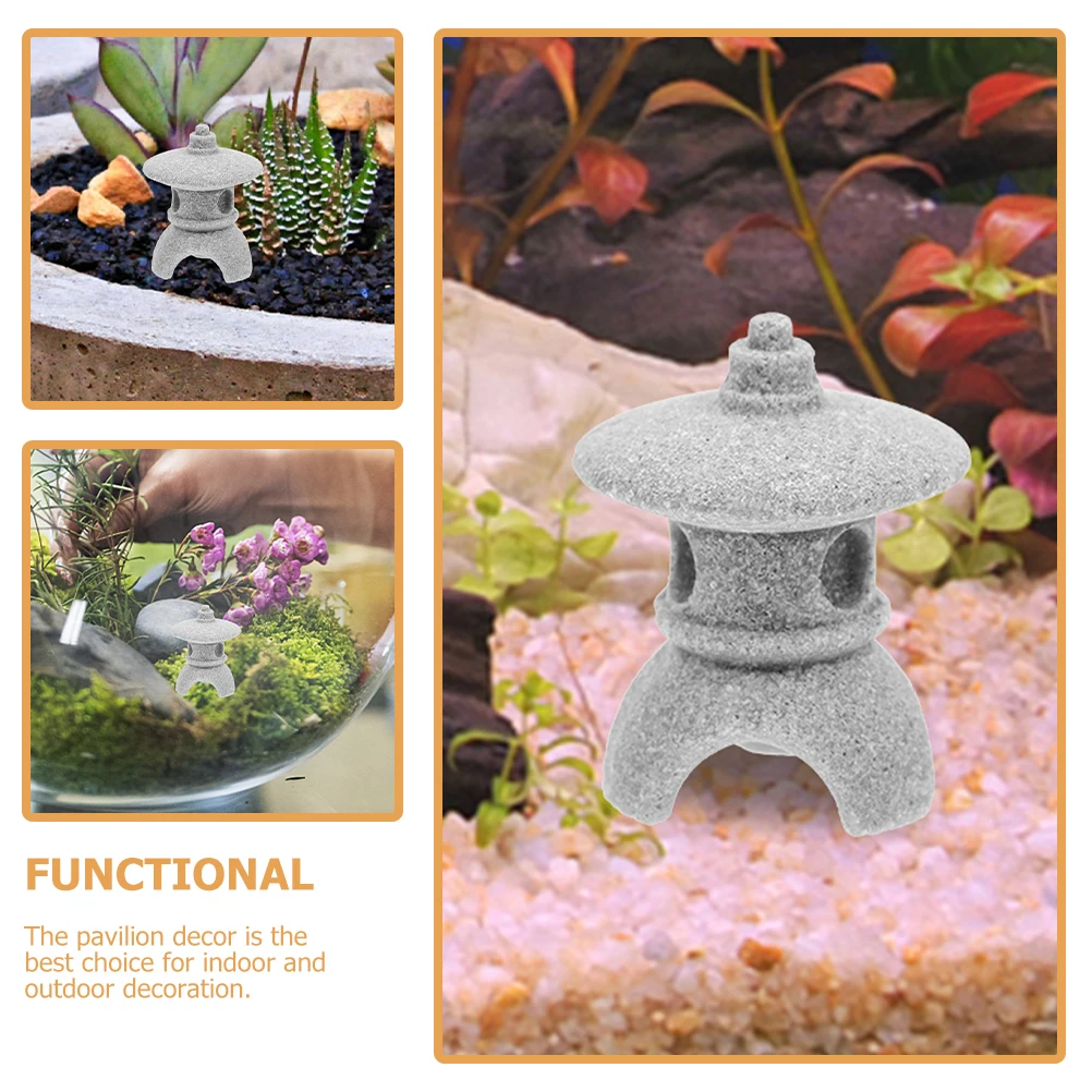 

4Pcs Durable Sandstone Pavilion Statue Bonsai Landscape Decoration Beautiful Mini Pagoda Sculpture Outdoor Ornaments