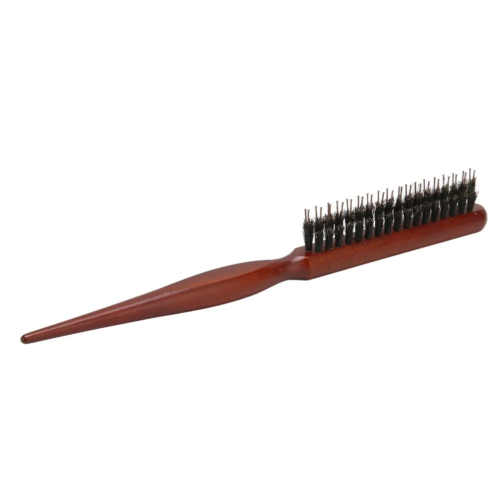 Ergonomic Handle Teasing Brush Nylon Hairs Professional Styling Comb Wooden Handle Curl Defining Brush Salon Use