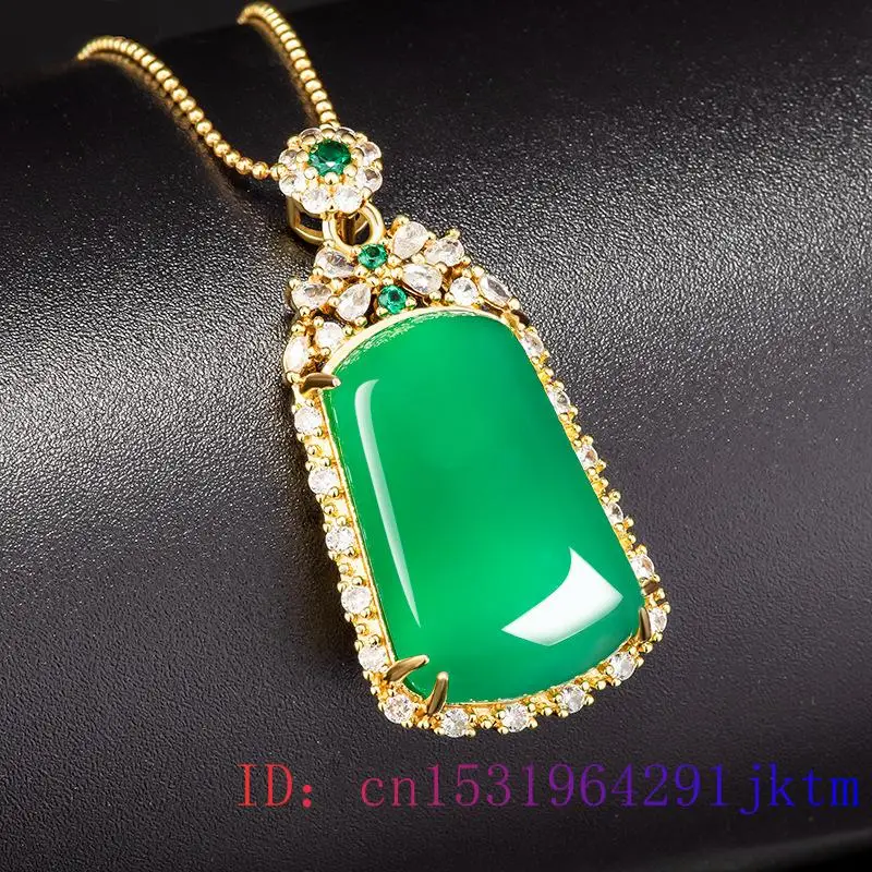 Groene Echte Jade Hanger Ketting Talismannen 18K Vergulde Vintage Amulet Energie Steen Mannen Luxe Edelsteen Natuurlijke Sieraden