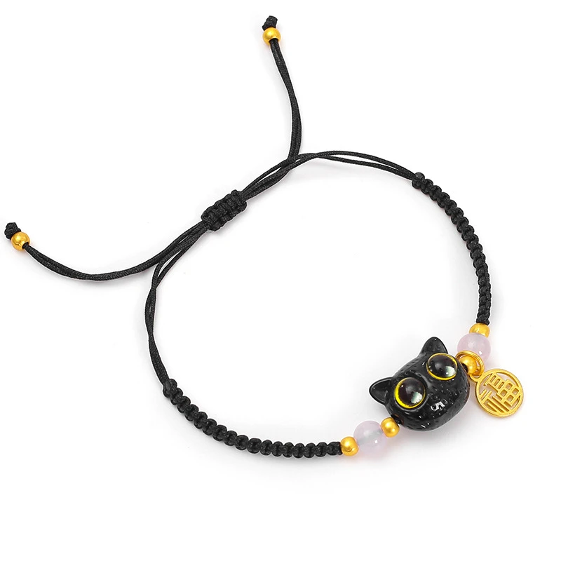 Cute Big Eyes Cat Adjustable Bracelet Couple Friendship Unique Elegant Fashion Jewelry Cat Charm Bracelet Gift
