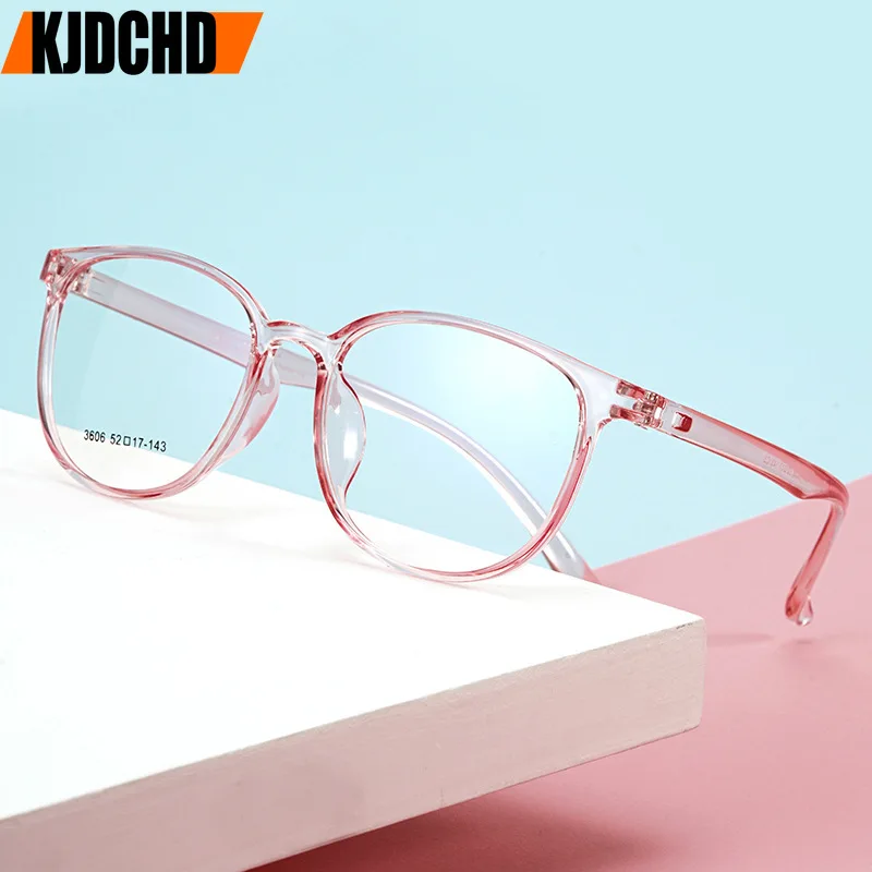 

KJDCHD Fashion Transparent Eyeglasses New Retro Round TR90 Eyewear Myopia Optical Prescription Glasses Frame For Women