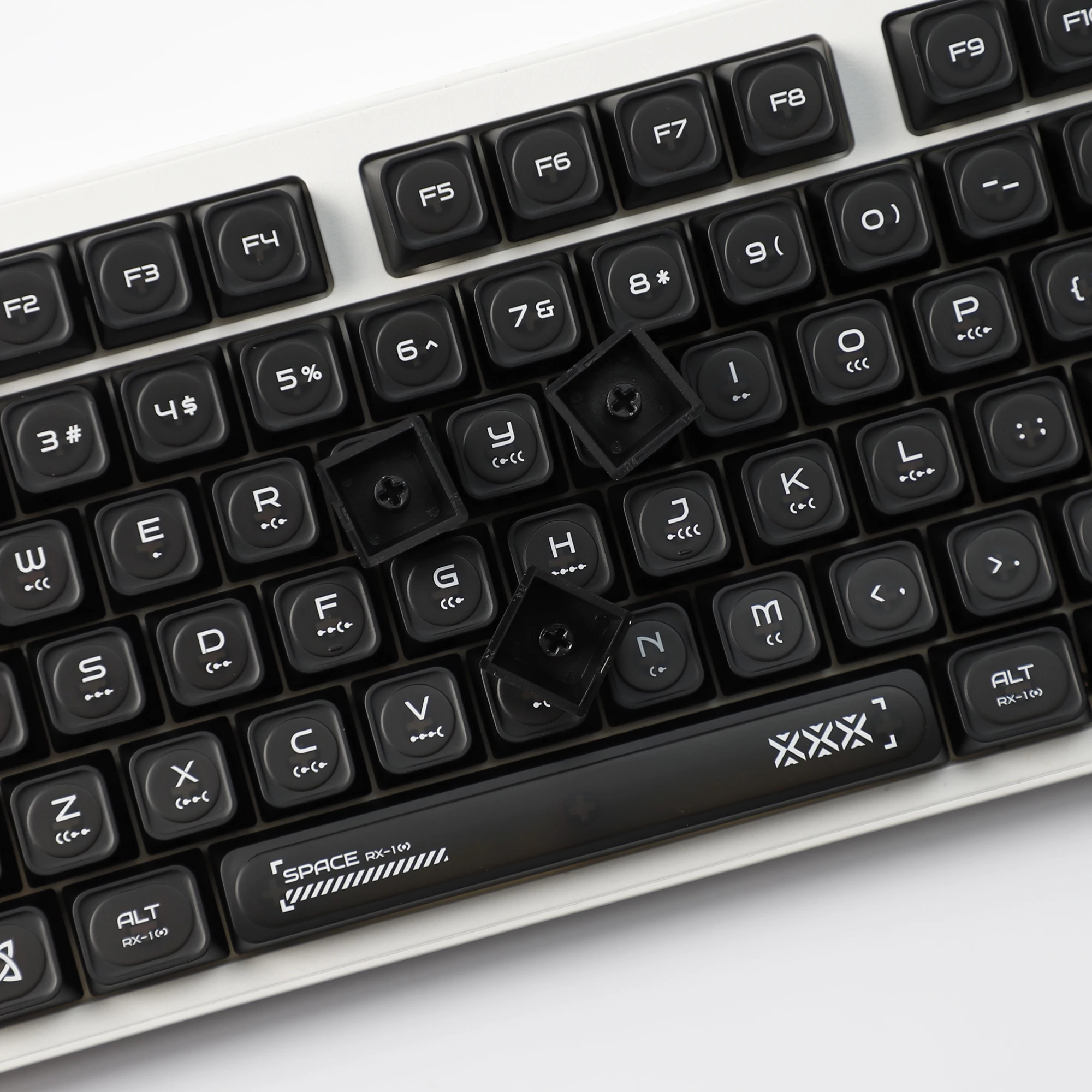 Ymdk gato olho pedra tema fosco 136 teclas perfil máximo brilho através da impressão superior pbt pc teclas personalizadas para teclado mecânico mx