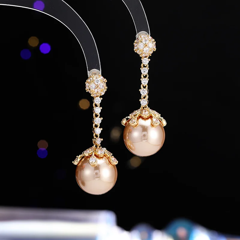 

French Style Light Luxury Micro Inlaid Zircon Pattern Pearl Earrings S925 Silver Needle Vintage Elegant Socialite Fashion Access