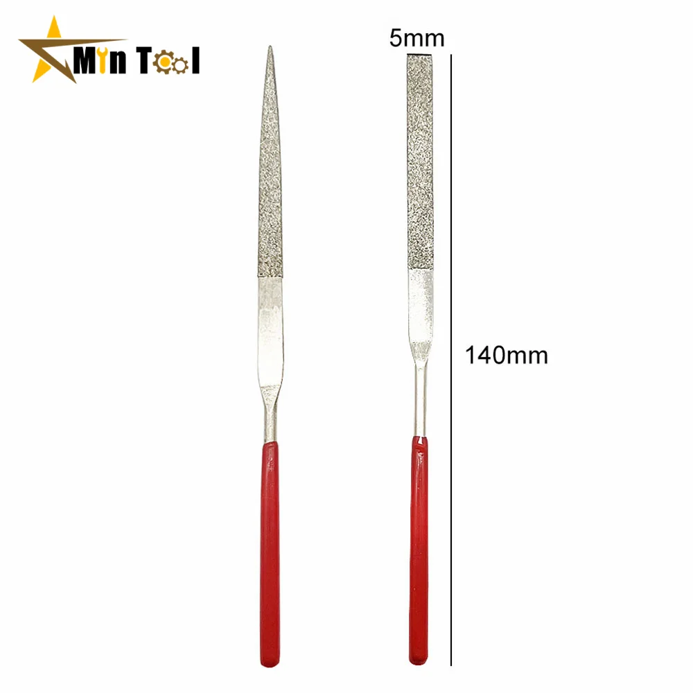 140mm 10pcs Diamond Files for Metal Jewelery Stone Polishing Wood Carving Craft Double-cut Plating Needle File Set Hand Tools