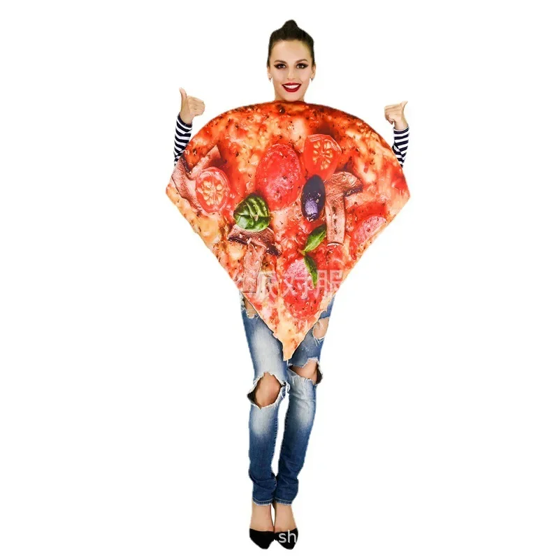 Unisex Erwachsenen Pizza Kostüm Halloween Party Männer Cosplay lustige Essen Overall Kostüm leckere runde Pizza Maskottchen Anzüge