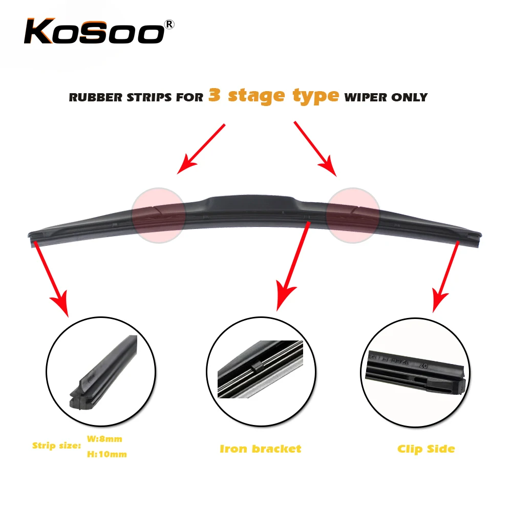 Auto Windscreen Car Wiper Blade Replacement Refill Strip Rubber bands 8MM DIY 14\