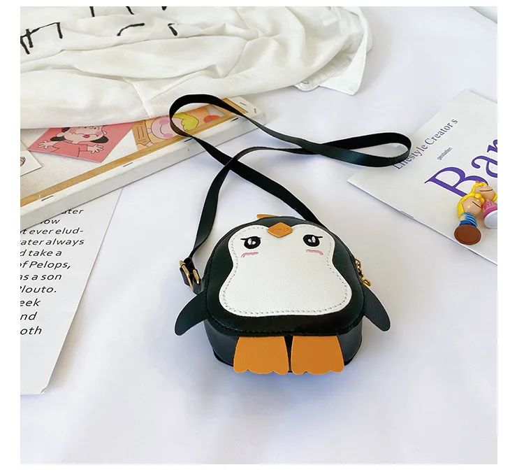 Animal Penguin Shape Shoulder Bag Kids Girls Crossbody Bag Cute Clutch Leather Small Handbag Bags Small Messenger Bag