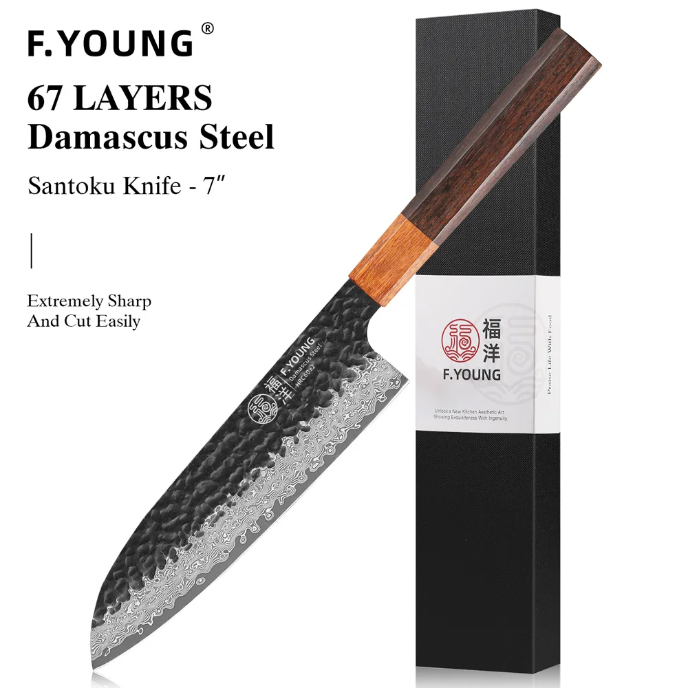 F.YOUNG 日本手鍛造包丁ダマスカス鋼シェフナイフ野菜スライス刺身