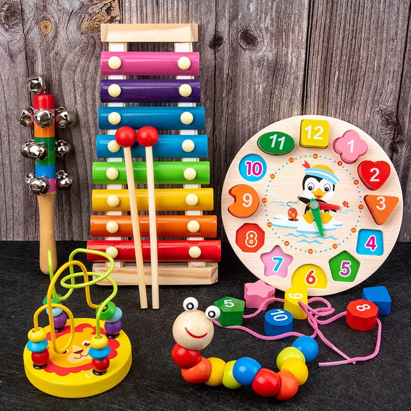 Bloques de construcción de inteligencia para Educación Temprana, juguetes de madera para bebés y niños pequeños, instrumentos musicales preescolares