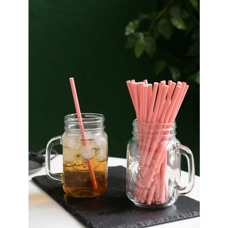 25pcs Pink Disposable Paper Straws