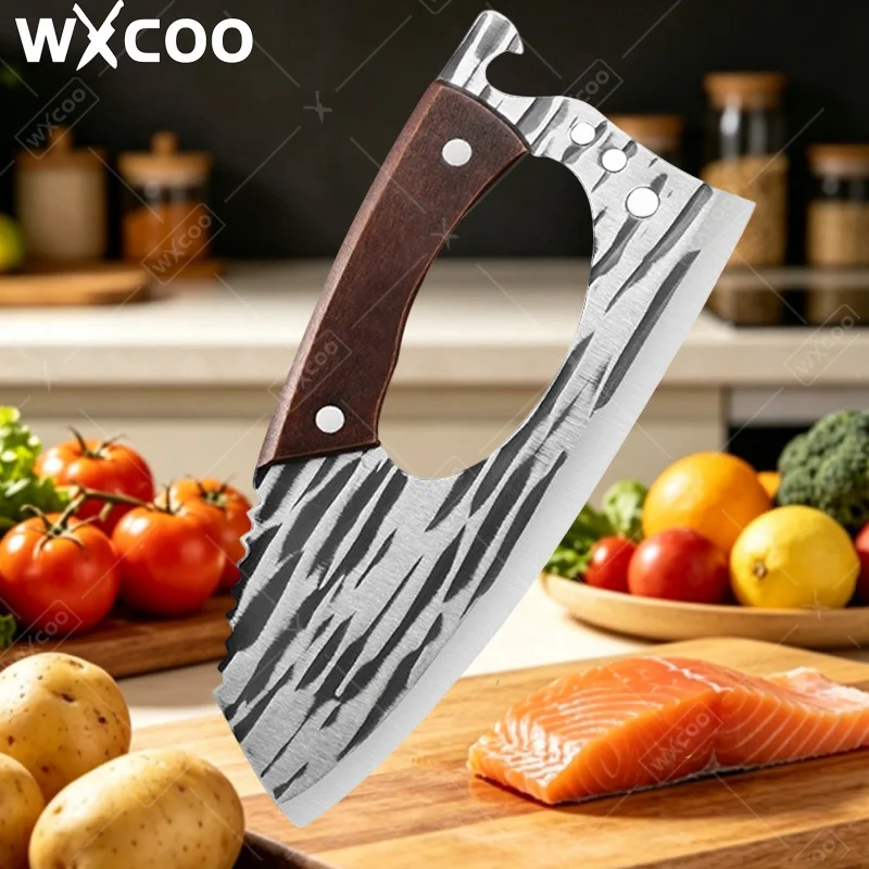 Cuchillo de Cocina WXCOO, Ahorra Esfuerzo, Hecho a Mano, de Acero Inoxidable, para Carnicería, Vegetales, Frutas, Deshuesar, Chef, Forjado