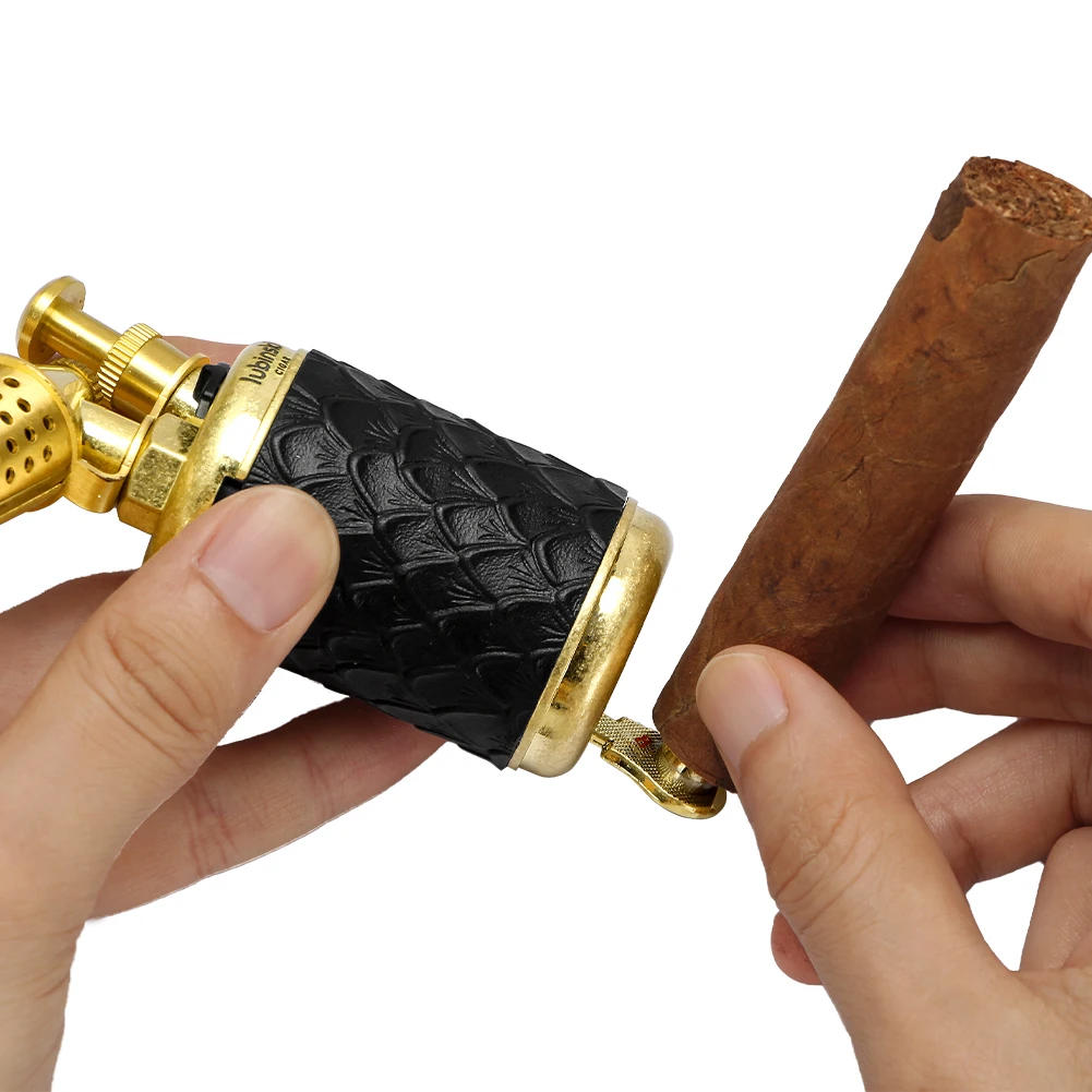 LUBINSKI Table Metal Cigar Lighter With Punch 1 Jet Flame Torch Butane Gas Lighter Cigar Accessories With Gift Box