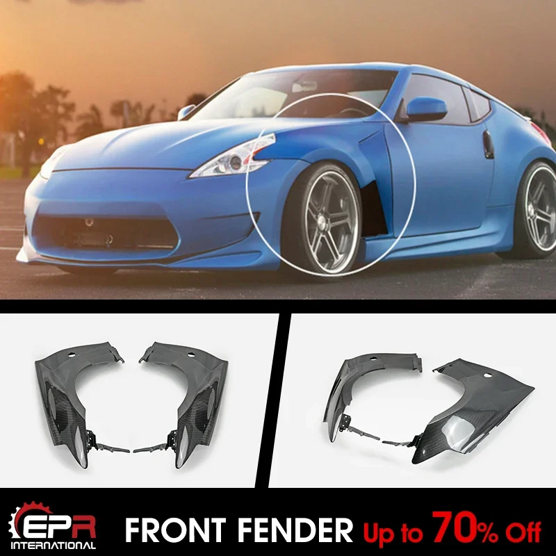 For 09 onwards Nissan Fairlady 370Z Z34 EPA1 Style Carbon Glossy Front Fender Mudguards Body kits (only below vents opened)