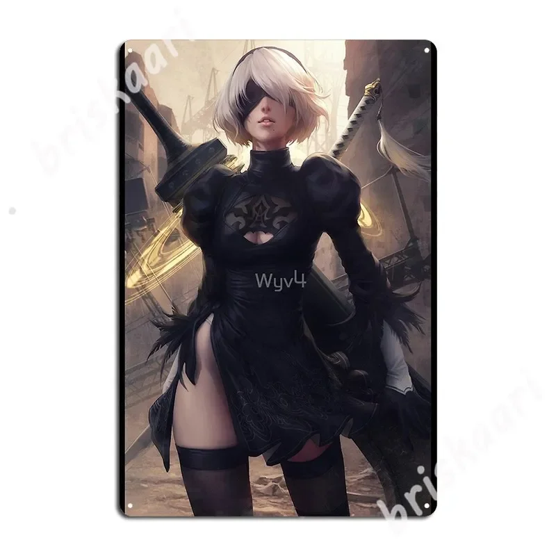 2b Nier Automata Metal Signs Club Party Garage Club Vintage Poster Tin sign Posters