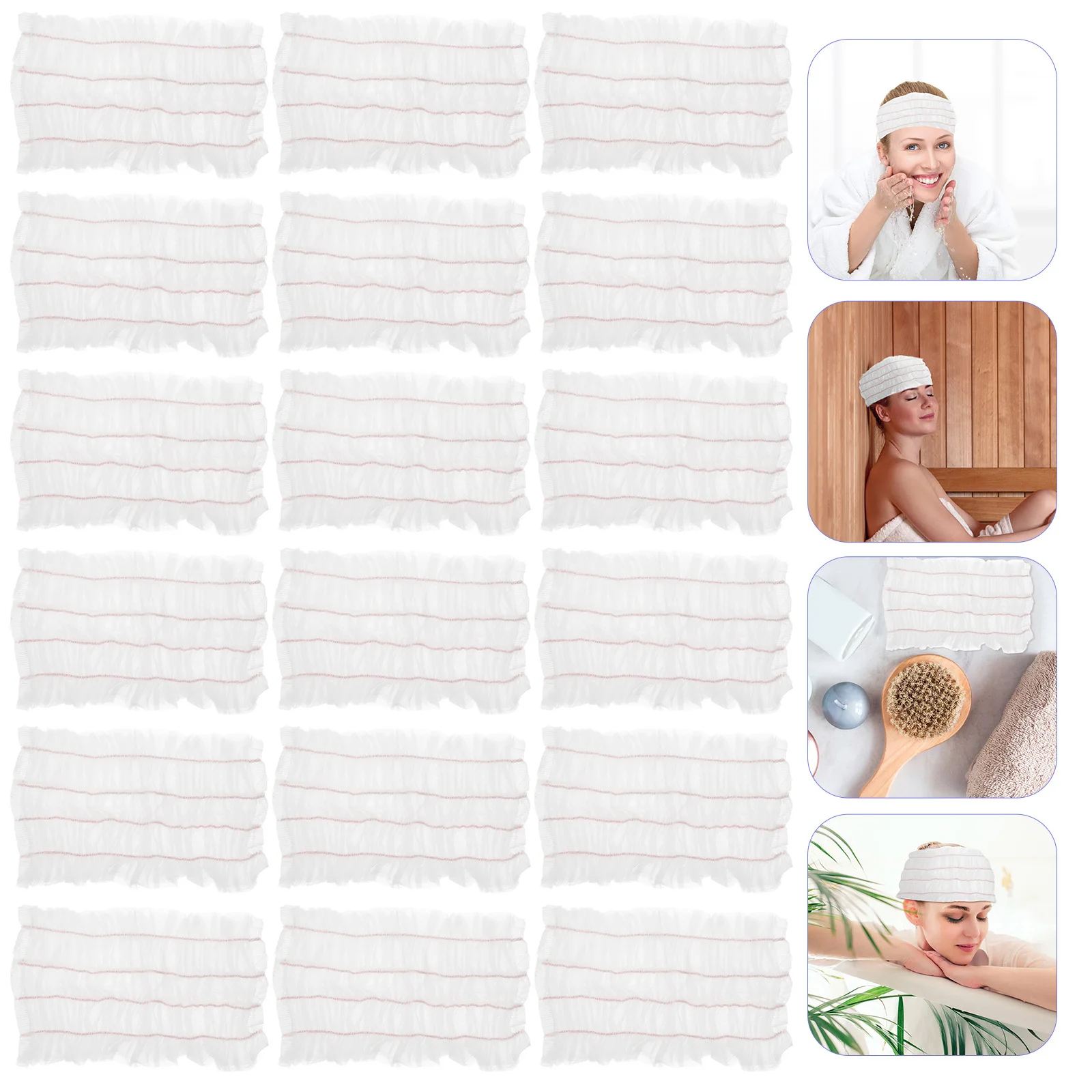 

100Pcs Skincare Spa Elastic Headbands Soft Non-Woven Fabric Face Washing Makeup Headband for Salon Use Spa Headband