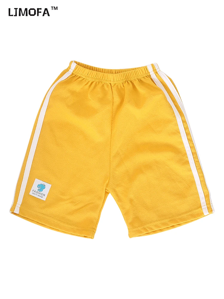 LJMOFA Mädchen Jungen Sommer Shorts Multicolor Mode Atmungsaktivem Streifen Sport Shorts Kind Casual Hosen für Kinder