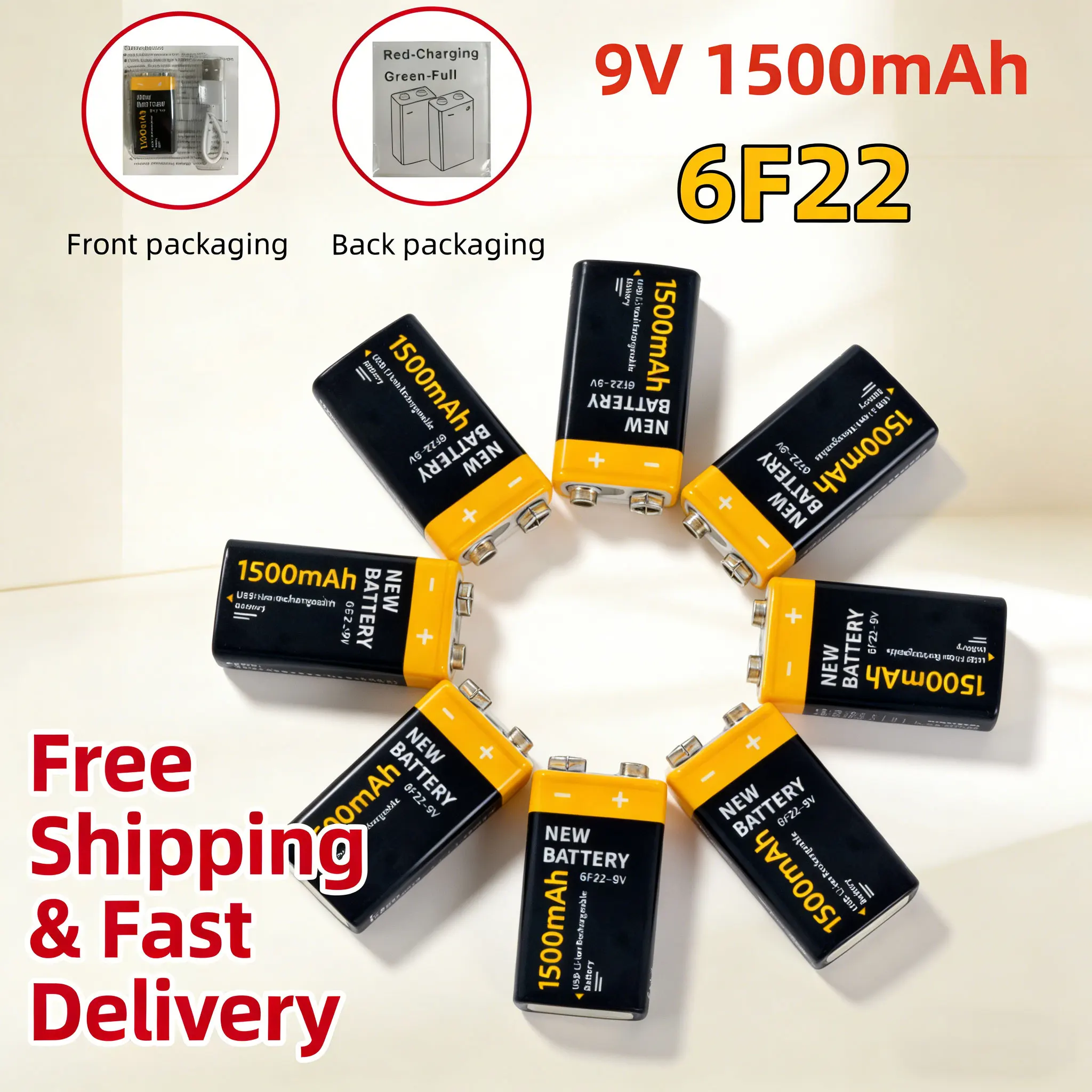 9V Usb Rechargeable…