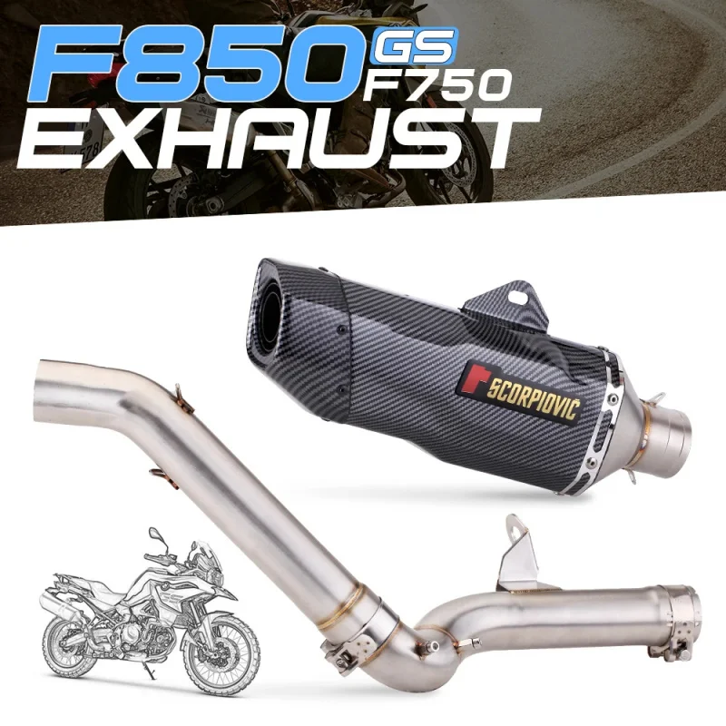 Slip-On Exhaust Mid Link Pipe for BMW F750GS F850GS 2018-2020 Stainless Steel New