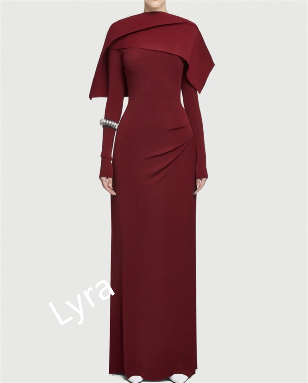 Customized Elegant Jersey Saudi Arabia Party Dresses for Women Formal Celebrity Gowns Simple Long Sleeves Special Occasion Dress