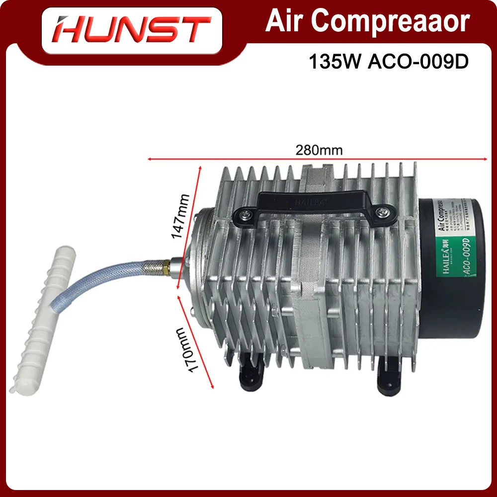 HUNST 135W Air Compressor Electrical Magnetic Air Pump 110V/220V ACO-009D, for CO2 Laser Engraving Cutting Machine