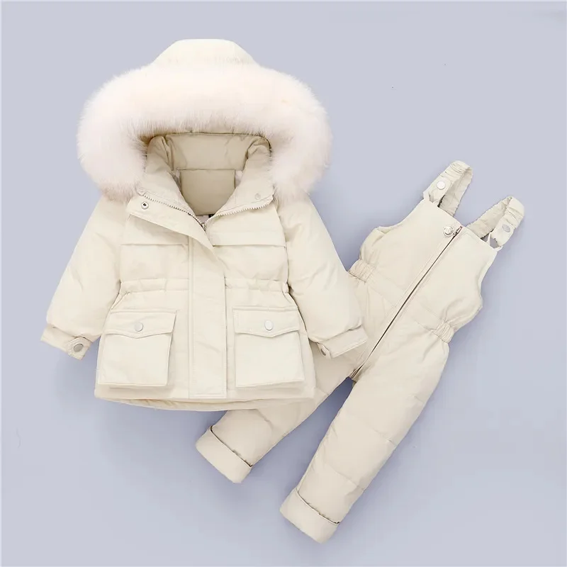 

children clothing Set 2pcs Baby toddler boys winter down jacket jumpsuit Thicken Warm kids clothes girls Infant snowsuit 0-5Year