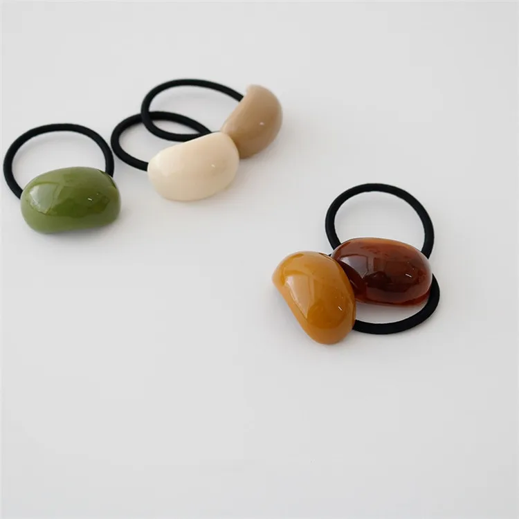 5개 세트 우아한 기하학적 타원형 머리끈 다채로운 색상 내구성 있는 탄성 밴드 포니테일 액세서리 여성 소녀용 헤어 서클