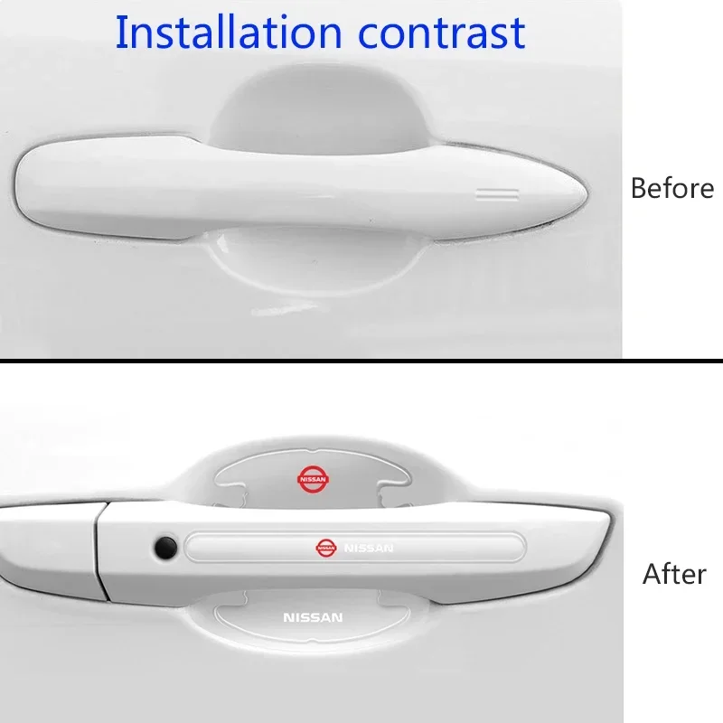 8 قطعة وعاء باب السيارة الخدوش ملصقات لنيسان ألتيما قاشقاي J11 سيلفي جوك ليف ملاحظة تيتان إكستيرا سينترا مقبض حامي #5