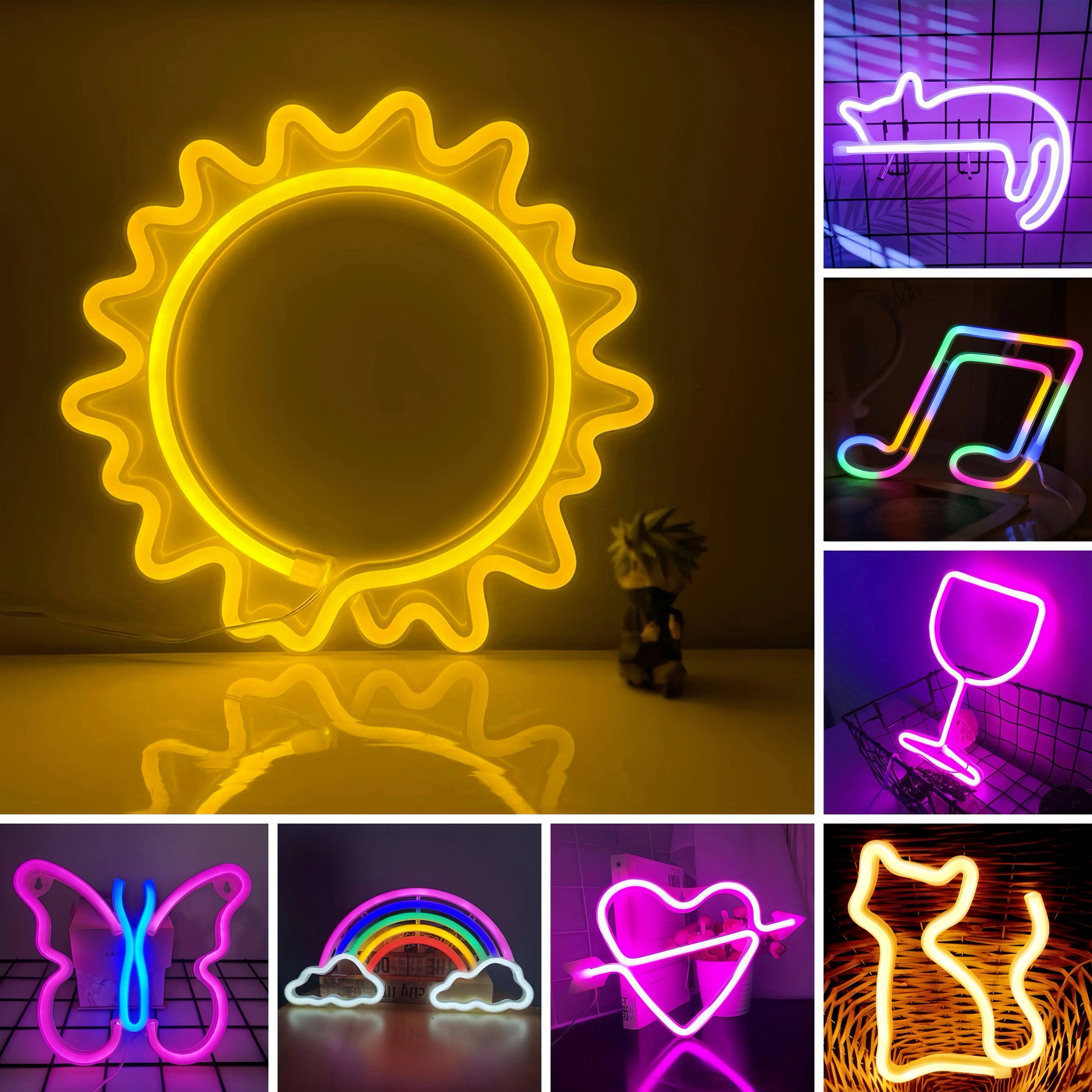 Многофункциональный светодиодный декоративный неоновый свет для спальни, домашняя атмосфера, весенне-летний декоративный светильник, светильник для праздничной вечеринки, ночник для детской комнаты, питание от USB или батареи