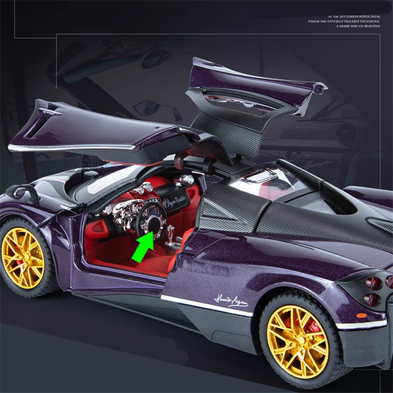 1/24 Pagani Huayra Dinastia Alloy Sports Car Model Diecasts Metal Toy Racing Car Model Simulation Sound and Light Childrens Gift