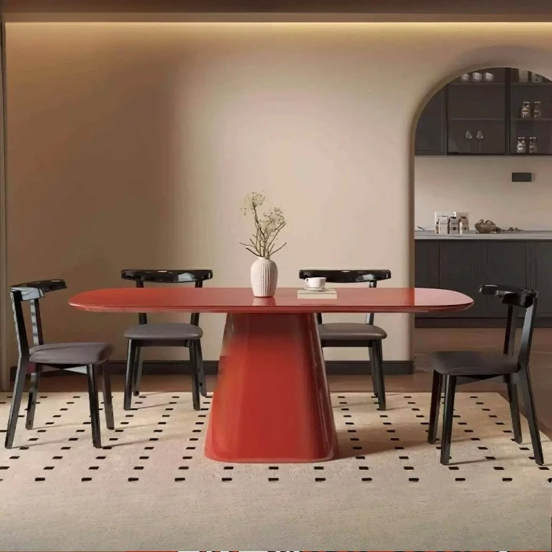 Household small apartment square and round dual-purpose dining table light luxury high-end table multi-functional desk