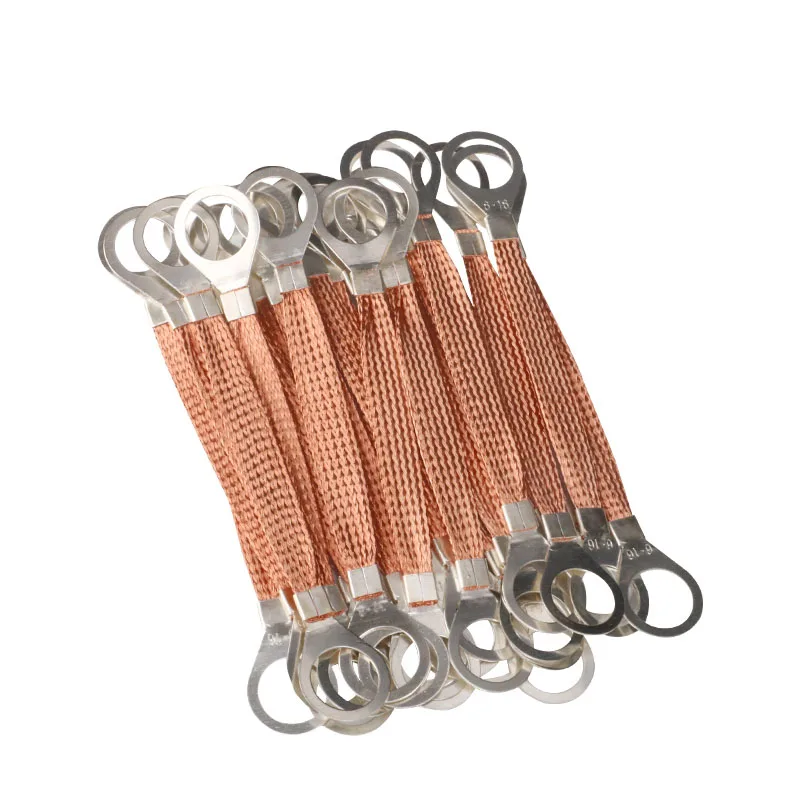 10pcs/50pcs Bridge Grounding Wire 2.5 Square Copper Clad Aluminum Braid 8mm for Electric Box Grounding Connection Flexible Wire