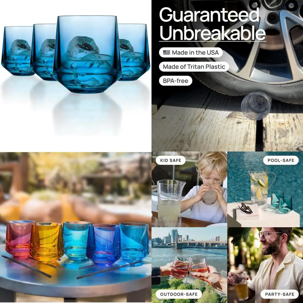 

Многоразовые пластиковые бокалы для вина, которые можно мыть в посудомоечной машине, на 12 унций, набор из 4 штук — небьющиеся, без ножек, с переработанным содержанием 50%, для эко-фри