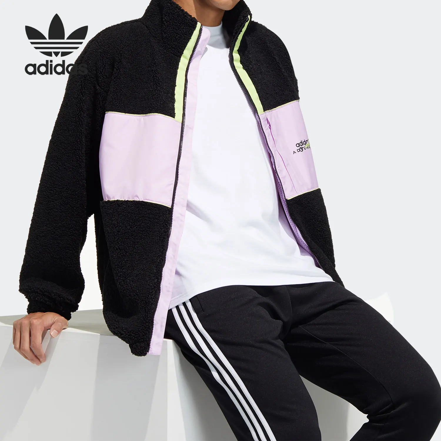 Adidas Genuine Originals Men's Lamb Wool Blend Zipper Jacket GP1869