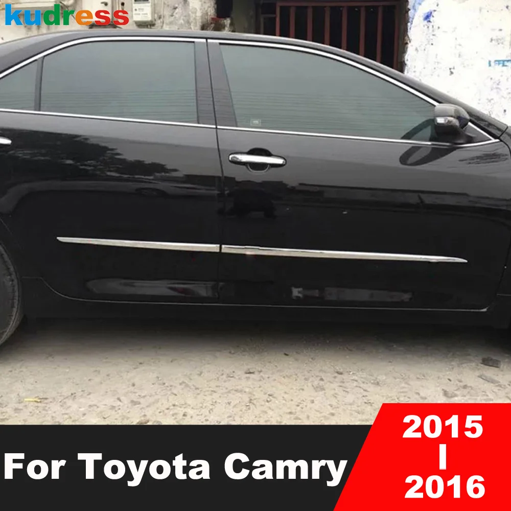 

Side Door Body Trim For Toyota Camry 2015 2016 Chrome Door Decoration Strip Molding Stream Panel Bumper Hoods Car Accessories