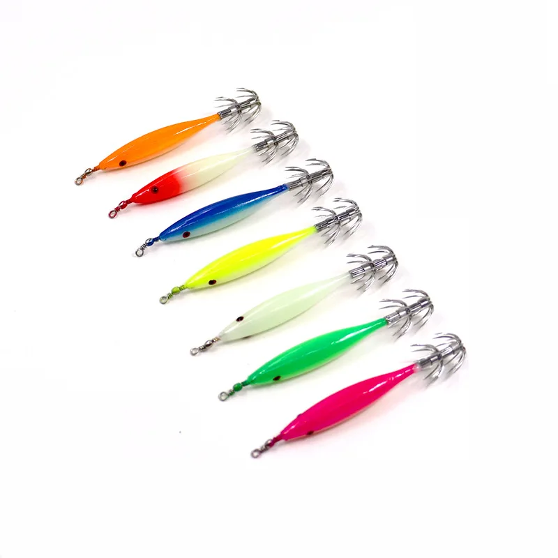 5 Pcs Fishhook Squid Fishing Hooks Blowtorch Octopus Hook Octopus Cuttlefish Squid Essence Strong Luminous Simulated Shrimp 3.5G