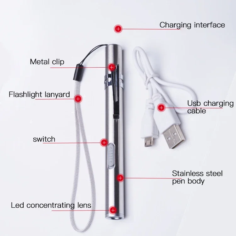 USB Rechargeable LED Flashlight High-quality Powerful Mini LED Torch XML Waterproof Design Pen Hanging With Metal Clip