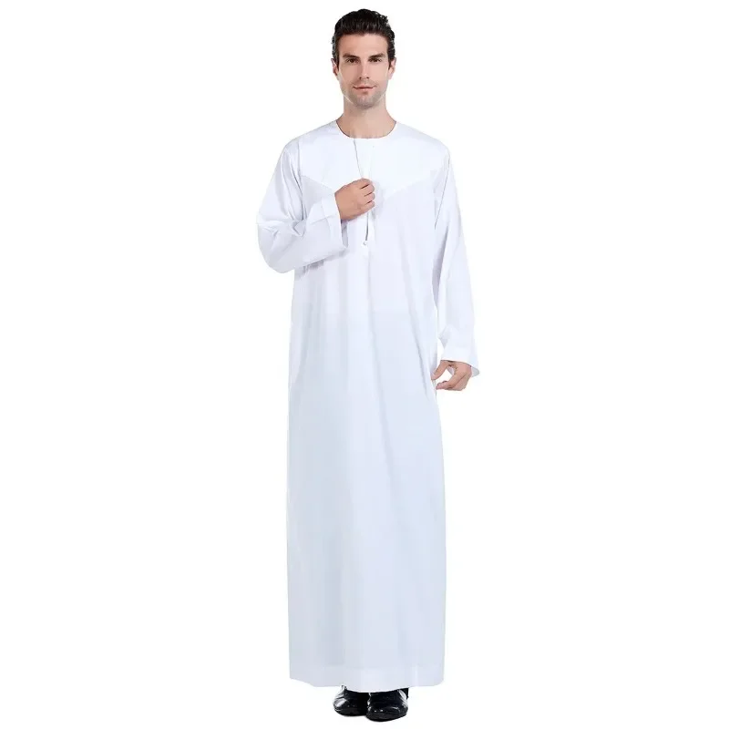 Muslimische Männer Jubba Thobe Herren Abaya Langes Kleid Islamische Eid 2025, Ramadan Lange Robe Saudi Musulmane Tragen Sie Kaftan Dubai Arabische Kleider