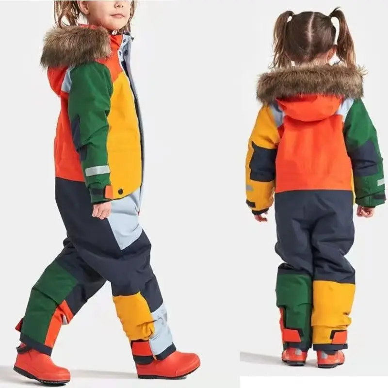 Kids One-Piece Ski Suits - Waterproof Snowboard Boy and Girls Jacket Pants Sets with Animal Modeling, Warm & Snug for Winter Fun