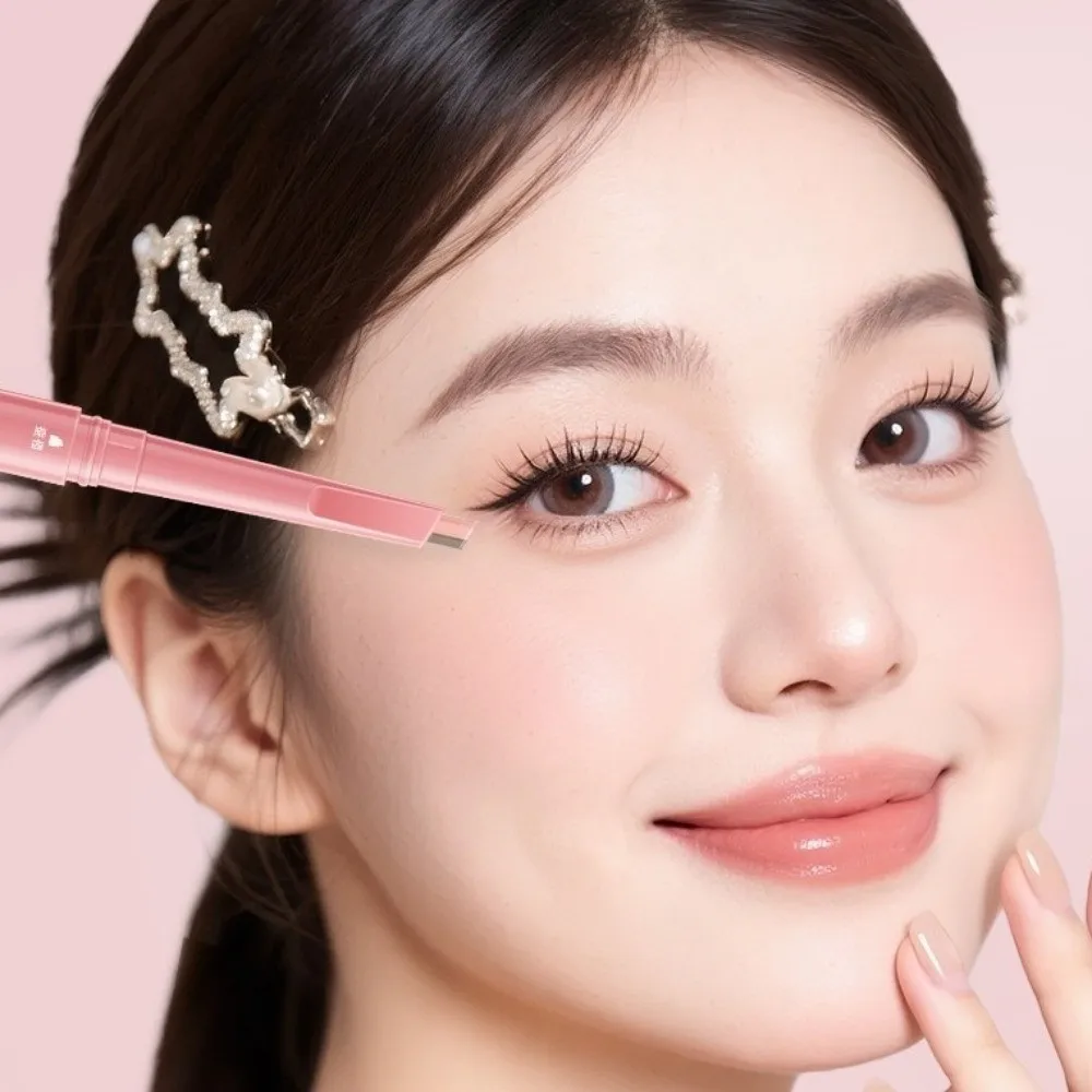 Strumento per il trucco degli occhi con matita per baco da seta sdraiata a doppia estremità Penna per trucco evidenziatore multifunzionale con pennello Stick per trucco illuminante per occhi