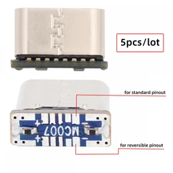 5PCS USB C Port 5pin Type C Female jack 5PIN SMD SMT Type-C Socket Charging Port for PCB Welding DIY Repair Adapter