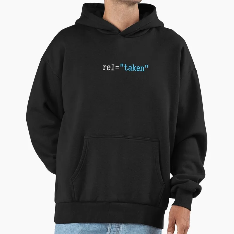 HTML Rel Taken Graphic Hoodie Black Fleece Sweatshirt for Programmer Software Engineers Geek IT Developer Gift Hooded