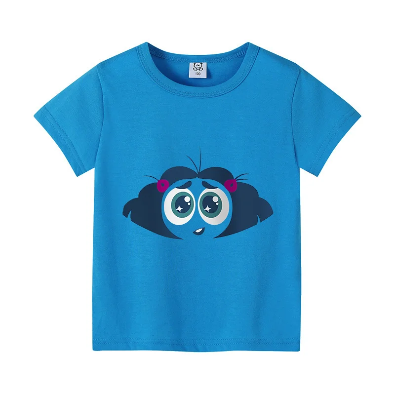 Inside Out 2 Disney T-shirt Cute Cartoon Emotion Expression Printed Colorful Tee Kids Summer Clothes Short Sleeve Tops Clothing