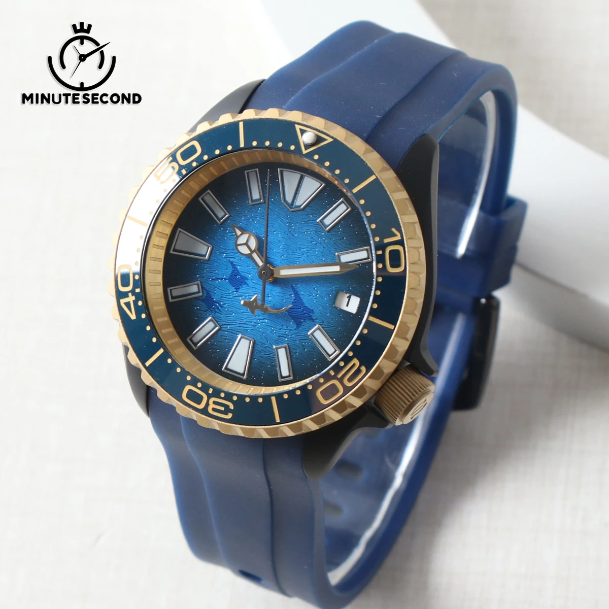 MINUTESECOND SKX 007 Watch NH35 Watch NH35 Blue Ocean Dial Automatic Mechanical Movement Sapphire Rubber Strap Sport NH35 Watch