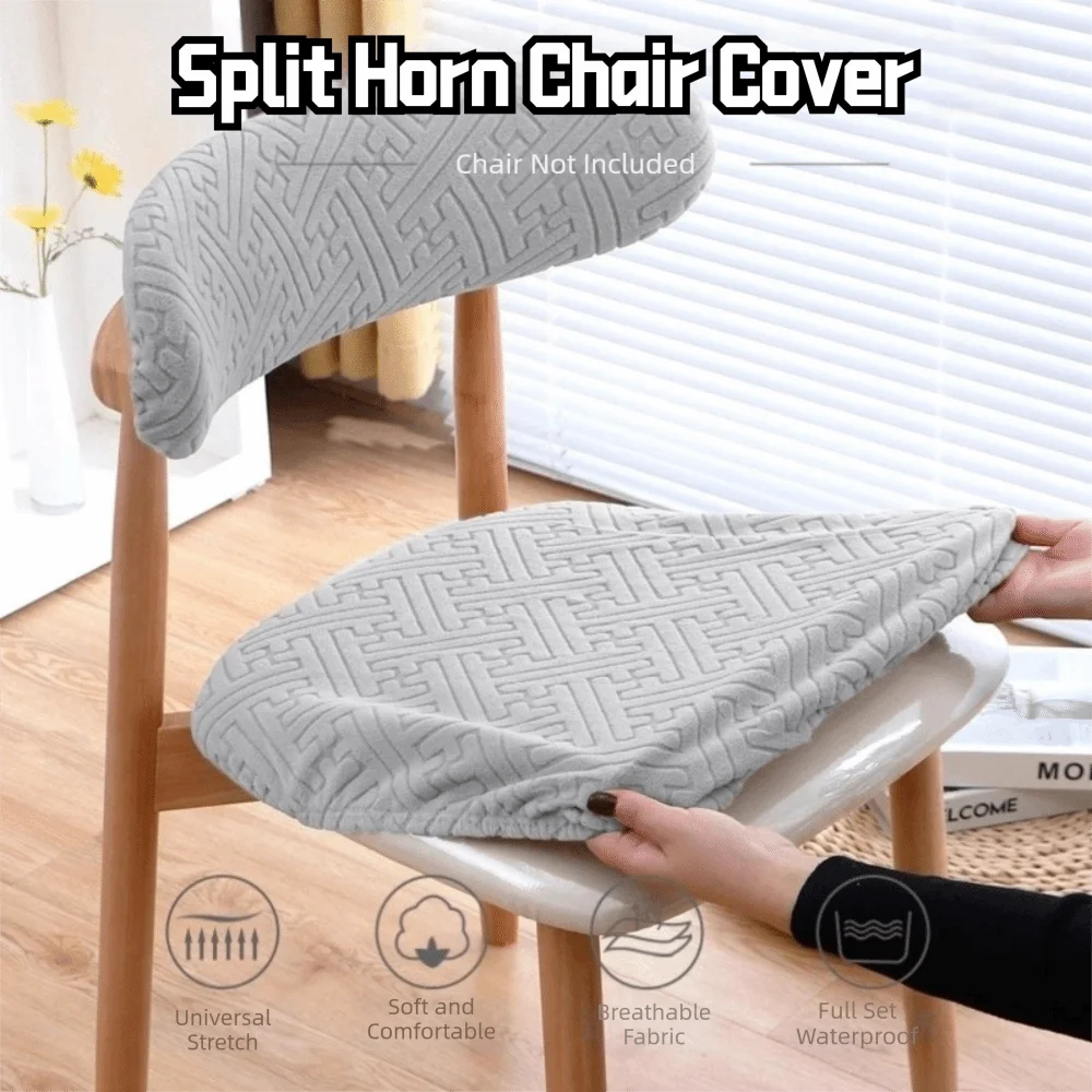 1 Set Curved Backrest Dining Chair Cover Split Type Elastic Chair Dust Protector Printing Pattern Backrest Protector Cove