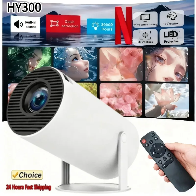 

Hot Sale Projector 4K Android 11 HY300 Wifi6 260ANSI Allwinner H713 BT5.0 1080P 1280*720P Cinema Outdoor Portable Projetors